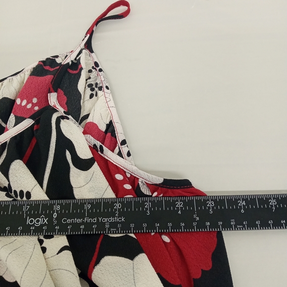 5X Beautiful front ruffled overlay drape Rose gal black red Floral cami Top - Picture 9 of 10